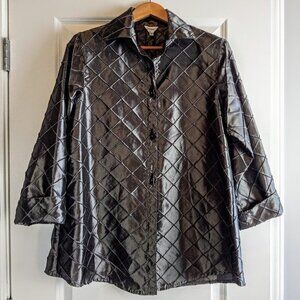 Dorman Gunmetal Grey Metallic Diamond Textured Shirt Jacket